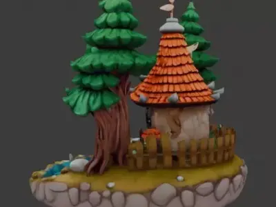 Fantasy Forest Cottage Diorama 3D print model
