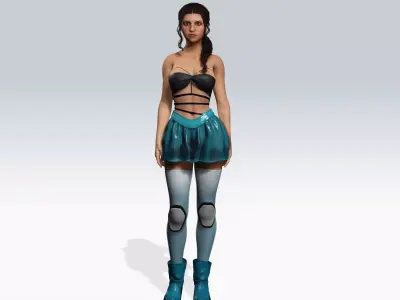 Scifi cyberpunk Girl - Fully Rigged Low-poly 3D model