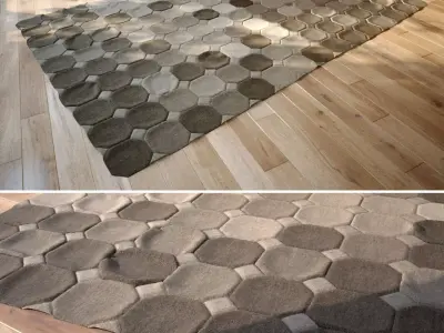 Carpet rug with hexagons 3D model
