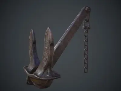 Archor model anchor with chain Low-poly 3D model