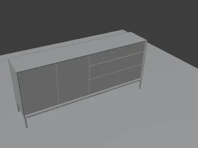 Oak Sideboard Low-poly 3D model