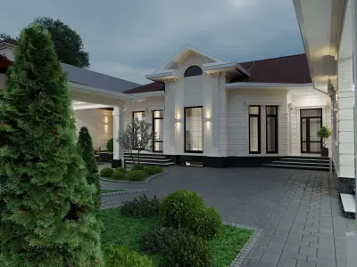 Neoclassic house facade 3D model