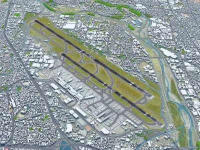 Osaka Airport 10km Low-poly 3D model