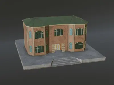 Brick House Low-poly 3D model