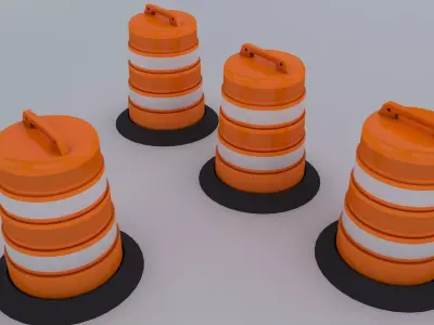 Quality Construction Barrel Low-poly 3D model