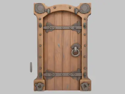 Ancient Wooden Dungeon Door 3D Model Low-poly 3D model