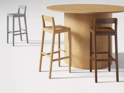 Sit Barstool Wooden Seat 3D model