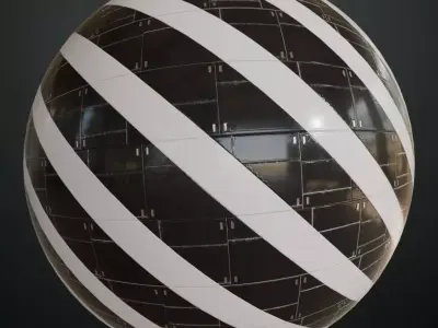 Black and White Diagonal Stripe Sci-fi Panel PBR Seamless Texture