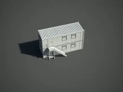 Two Floor Site Office with Stairs Low-poly 3D model
