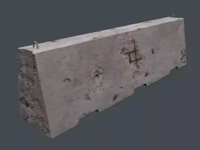 Concrete barrier Low-poly 3D model 24