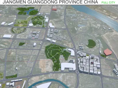 Jiangmen Guangdong Province China 50km Low-poly 3D model