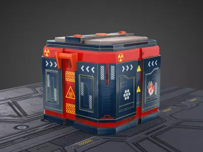 Sci Fi Stylized Spaceship Box Low-poly 3D model