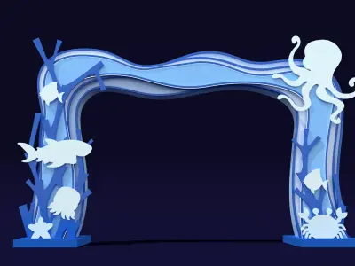 ocean  whale  exhibition  Door head  business 3D model