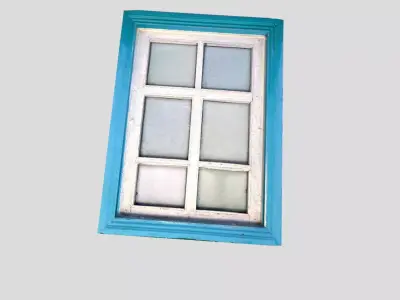 low poly window 2 frame with four glass panes Low-poly 3D model