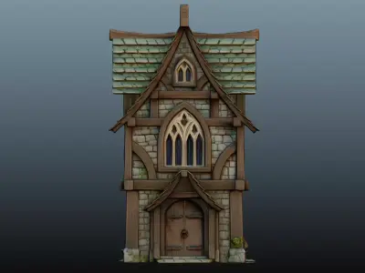 Mediaval fantasy stone house  High-Poly 3D model