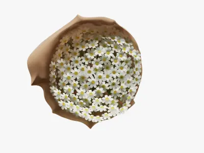  Flowers In Bucket And Bouquets Set 