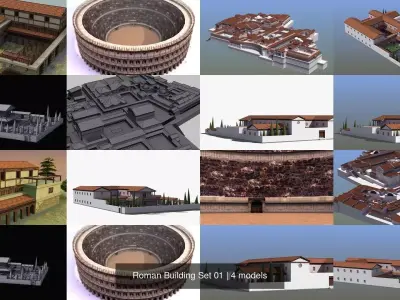 Roman Building Set 01 3D Model Pack