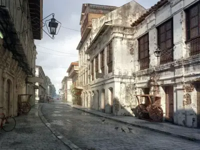 Antique Buildings With A Street 3D model