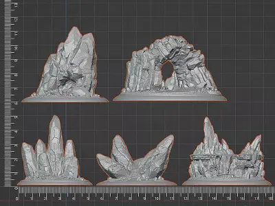   Volcanic Terrain Set 3D STL - Pre-supported 3D print model