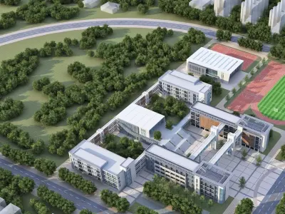 Modern School Campus Exterior 3D model