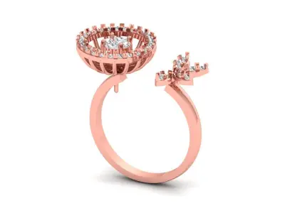 Solitaire Wedding Engagement Women Rings Toi Et Moi Ring 3D print model