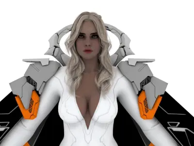 Sci-Fi Girl Rigged and Animated Low-poly 3D model