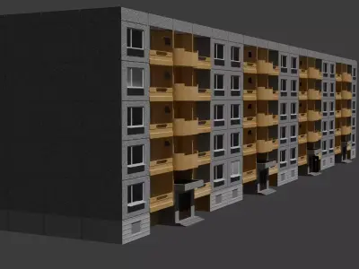 121-80-71-1 Type Panel Building Low-poly 3D model Low-poly 3D model