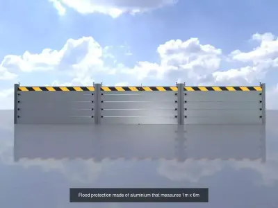 Aluminum flood protection wall 1m all versions 3D Model Pack