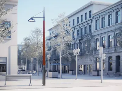 Single pole lighting 3D model