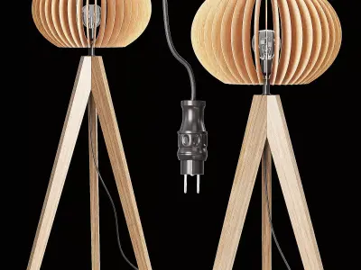 Wooden Tripod Floor Lamp 3D model purchase