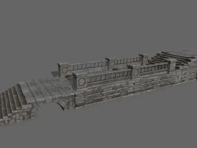 ruin set pillars of pillars with shadows Low-poly 3D model