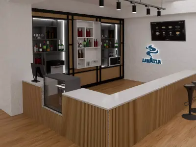 Restaurant bar vitrin furniture and lighting lamp 3D model