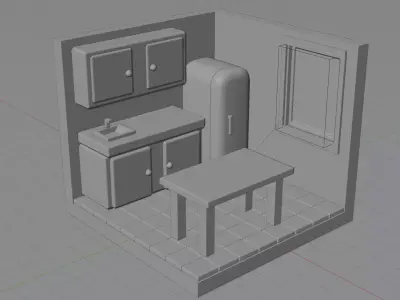stylized kitchen Free 3D model