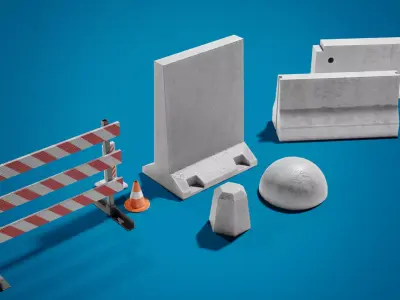 Traffic barriers Low-poly 3D model Low-poly 3D model