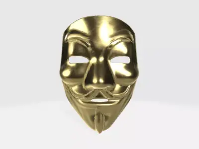 Golden Guy Fawkes Mask Low-poly 3D model