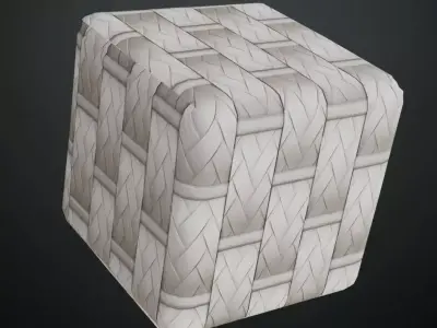 White Painted Herringbone Wicker Weave PBR Texture