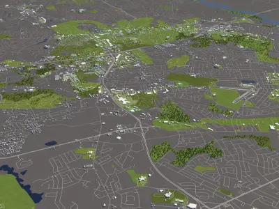 Augusta Maine USA 50x50km 3D City Map 3D model