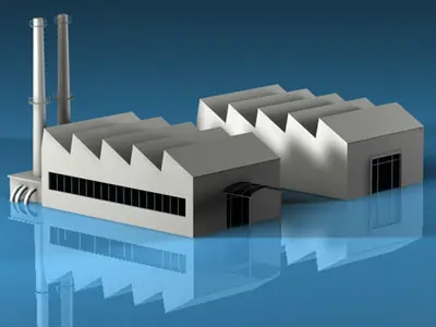 Stilizedcity-factory factory in water 3D model