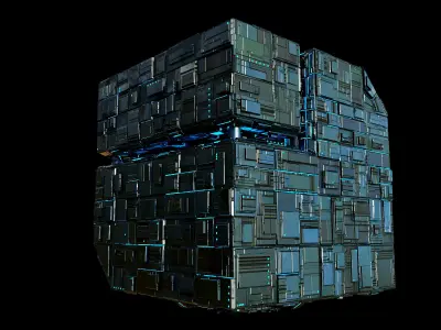 Borg Cube Space Station Ship Box Lowpoly Low-poly 3D model