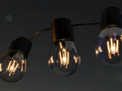 lightup three light bulbs on string 3D model