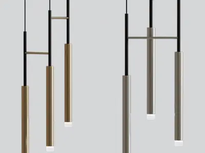 Candle Triplex Gold Ceiling Pendant 3D model