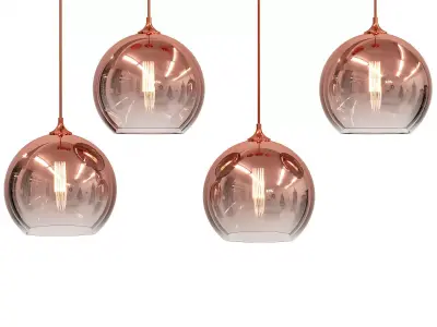 MELBA four copper pendant lights hanging 3D model
