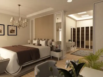 Bedroom with wardrobe 3D model