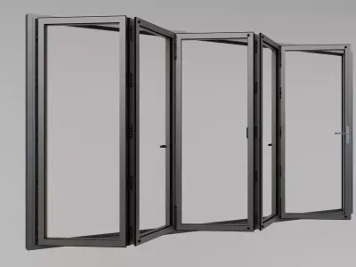 Harmonica accordion 5-Leaf Sliding Aluminum Door  - window frame 3D model