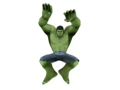 The Hulk incredible jumping Low-poly 3D model