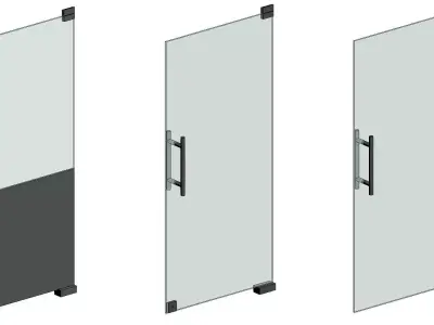 Frameless Curtain Wall Panel Glass Door 3D model