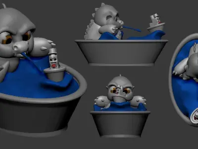 Baby Godzilla bath time 3D model