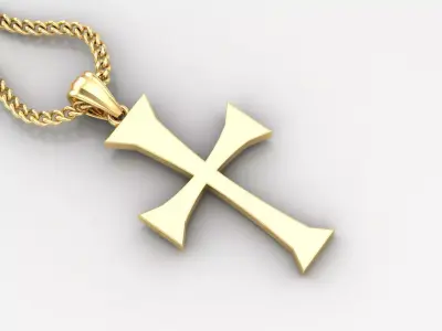 Light Gold 18K Cross Pendant 1CP019 3D print model