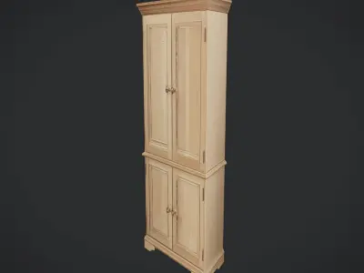 wooden storage cabinet with four doors 3D model