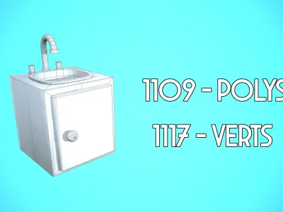 FURNITURE WITH WATER TAP CARTOON STYLIZED Low-poly 3D model